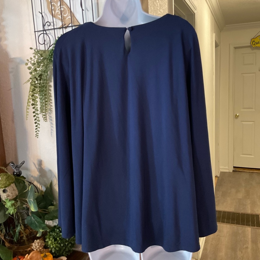 IMAN Navy Women's caped Blouse - Picture 3 of 10
